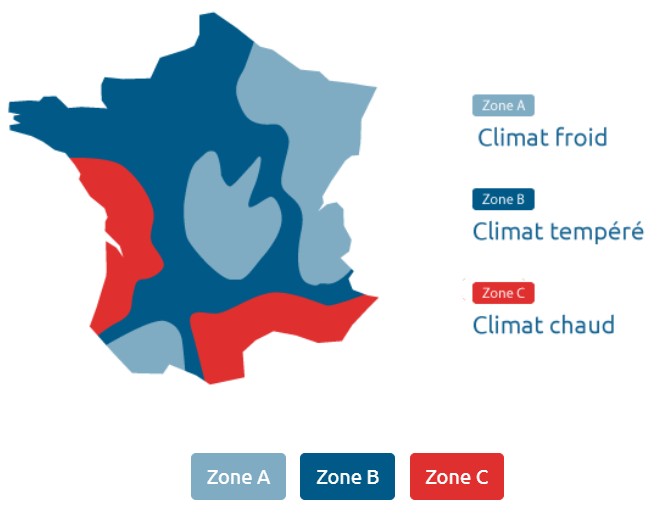Carte des zones climatiques